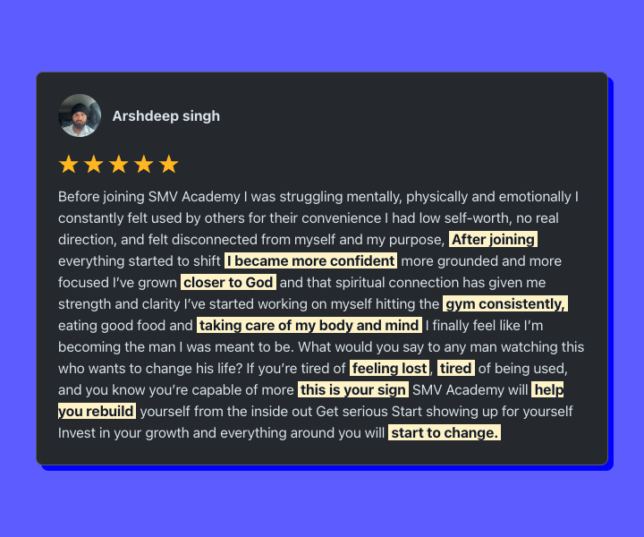 Real member testimonial screenshot
