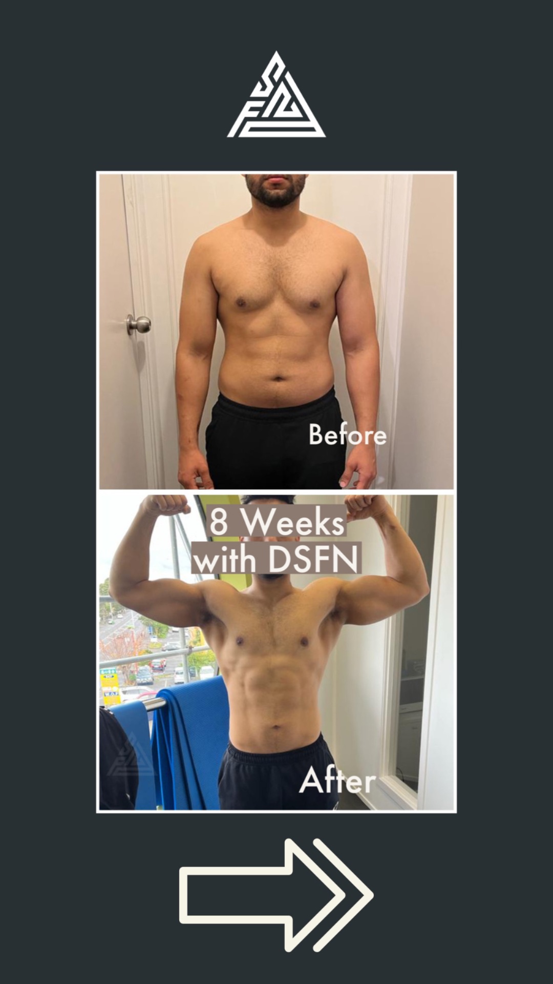 Real client muscle gain in 8 weeks